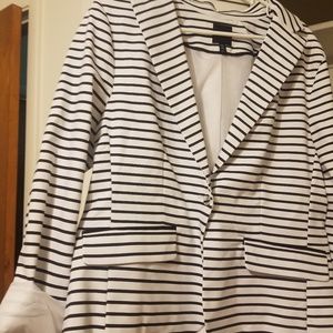 XOXO Brand Black and White Striped Blazer Jacket